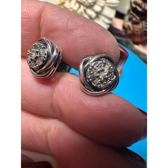 Sterling Square Knot Post Earrings - Picture 5 of 5